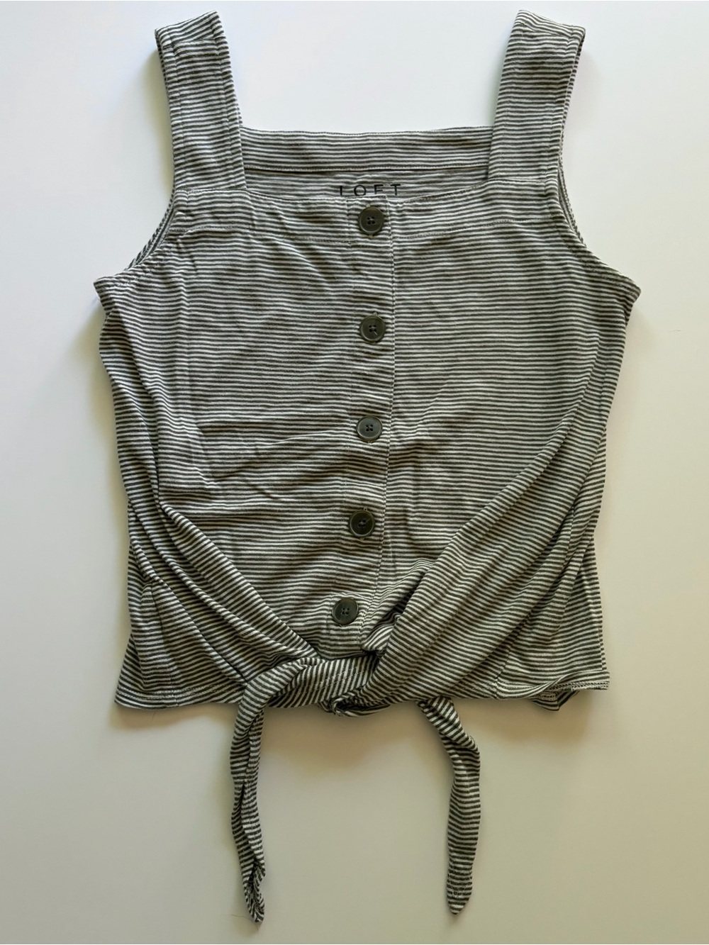 LOFT Striped Tie-Front Tank